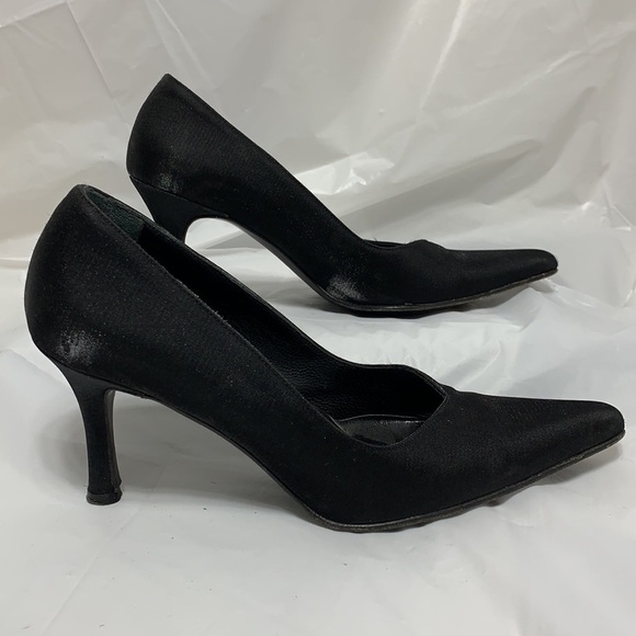 VERSANI Black Italian Made Fabric Heels with Leather Sole Size 7B - Picture 6 of 12